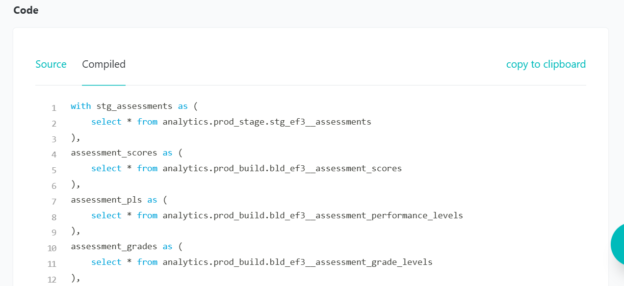 Code tab — Source and Compiled